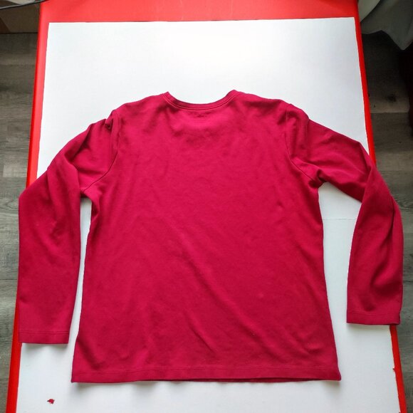 L.L.Bean long sleeve top women's size M burgundy cotton - Picture 3 of 9